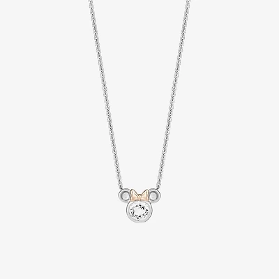 Disney Jewels Collection Womens Genuine White Topaz 14K Two Tone Gold Over Silver 18 Inch Pendant Necklace