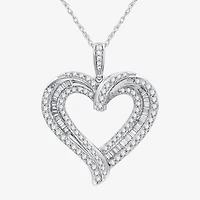 Womens 1 1/2 CT. T.W. Lab Grown White Diamond Sterling Silver Heart 18 Inch Pendant Necklace
