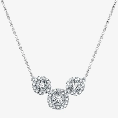 Womens 1/2 CT. T.W. Lab Grown White Diamond Sterling Silver Cushion 18 Inch Pendant Necklace