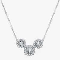 Womens 1/2 CT. T.W. Lab Grown White Diamond Sterling Silver Cushion 18 Inch Pendant Necklace