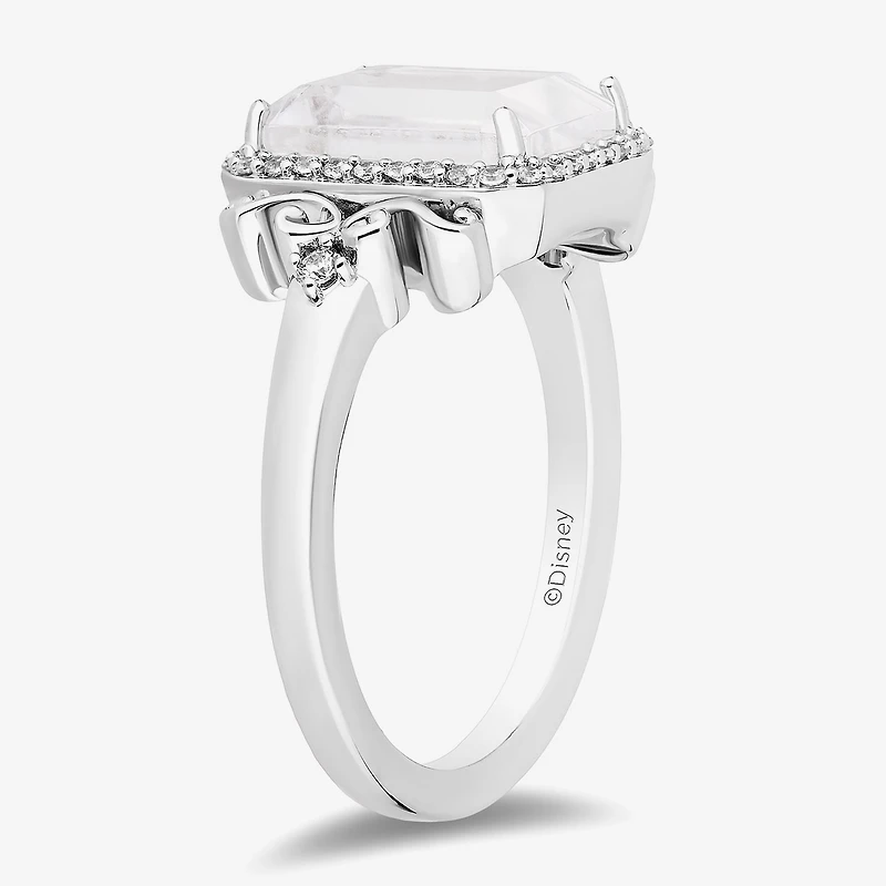 Enchanted Disney Fine Jewelry Womens 1/6 CT. T.W. Natural White Diamond 14K Rose Gold Over Silver Sterling Silver Square Princess Cocktail Ring