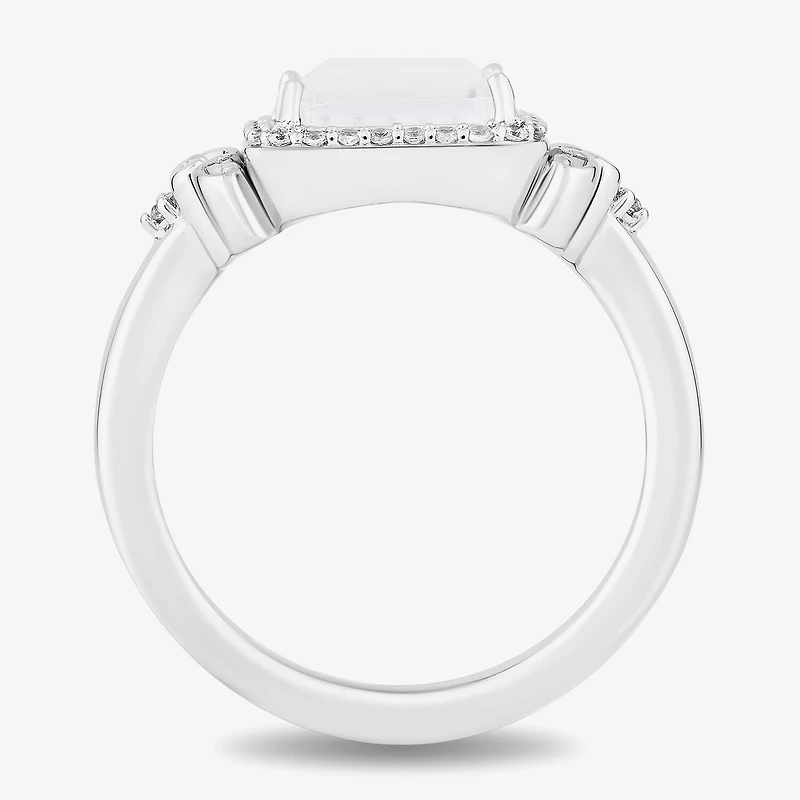 Enchanted Disney Fine Jewelry Womens 1/6 CT. T.W. Natural White Diamond 14K Rose Gold Over Silver Sterling Silver Square Princess Cocktail Ring