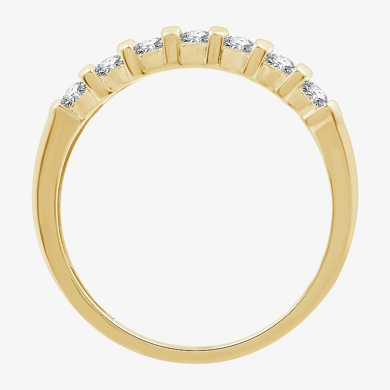 Sterling Silver Womens 1/2 CT. T.W. Lab Grown White Diamond 14K Gold Over Band