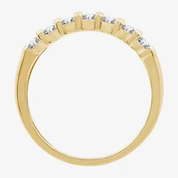 Sterling Silver Womens 1/2 CT. T.W. Lab Grown White Diamond 14K Gold Over Band