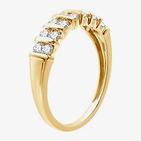 Sterling Silver Womens 1/2 CT. T.W. Lab Grown White Diamond 14K Gold Over Band