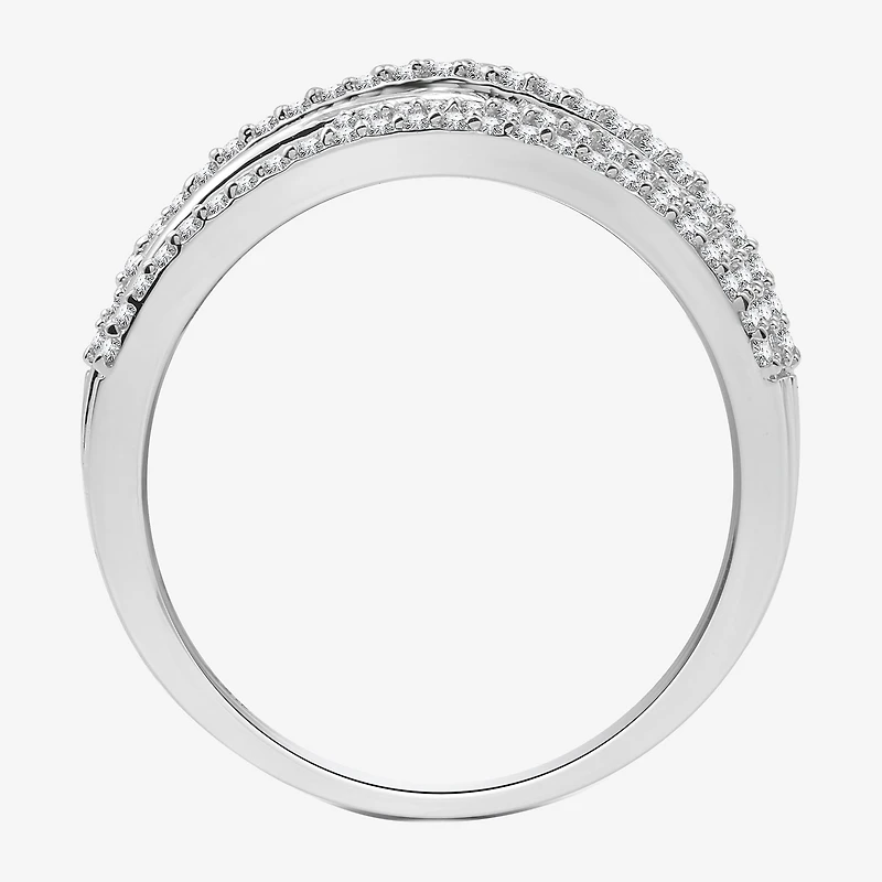 Womens /2 CT. T.W. Lab Grown White Diamond Sterling Silver Crossover Band