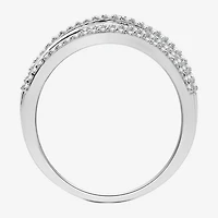Womens /2 CT. T.W. Lab Grown White Diamond Sterling Silver Crossover Band