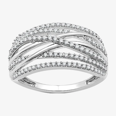Womens /2 CT. T.W. Lab Grown White Diamond Sterling Silver Crossover Band