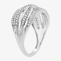 Womens /2 CT. T.W. Lab Grown White Diamond Sterling Silver Crossover Band