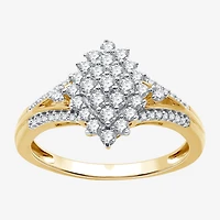 Womens 1/2 CT. T.W. Lab Grown White Diamond 14K Gold Over Silver Sterling Marquise Cluster Cocktail Ring