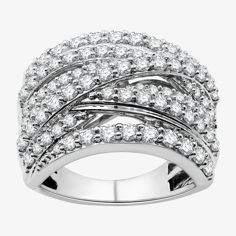 Womens 2 CT. T.W. Lab Grown White Diamond Sterling Silver Crossover Band