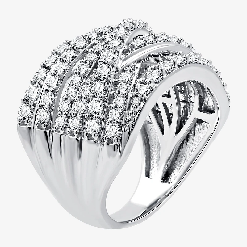 Womens 2 CT. T.W. Lab Grown White Diamond Sterling Silver Crossover Band