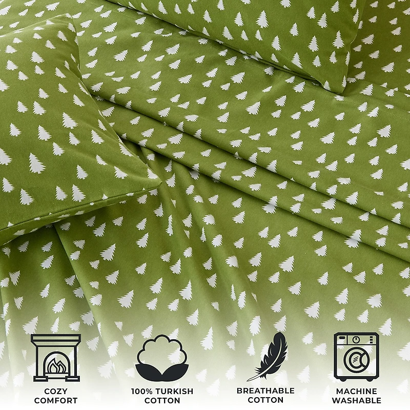 Linery Print Turkish Flannel Sheet Set