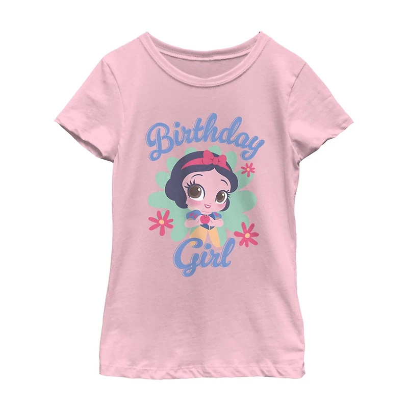Disney Collection Little & Big Kid Girls Crew Neck Short Sleeve Regular Fit Princess Snow White Graphic T-Shirt