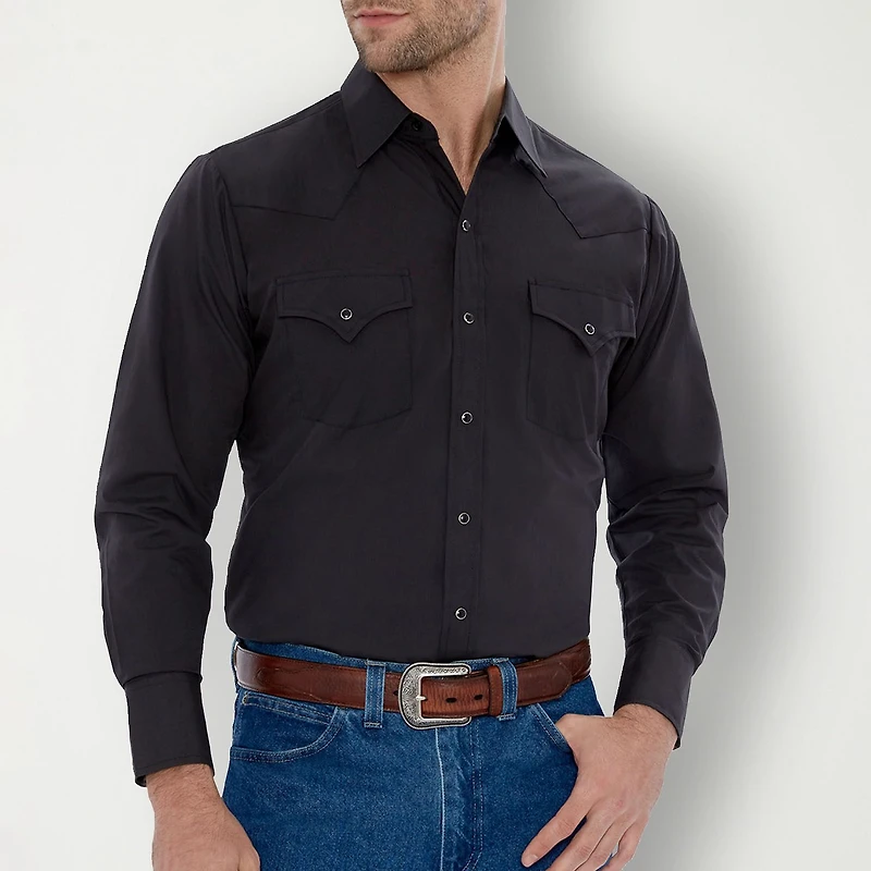 Ely Cattleman Snap Front Mens Long Sleeve Classic Fit Big and Tall Button-Down Shirt