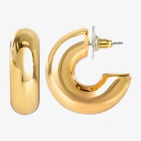 JS Jessica Simpson Gold Tone Tube Womens 26.8mm Hoop Earrings