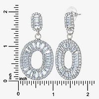JS Jessica Simpson Silver Tone Womens Cubic Zirconia Oval Drop Earrings