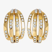 JS Jessica Simpson Gold Tone Caged Womens Glass 26.9mm Hoop Earrings