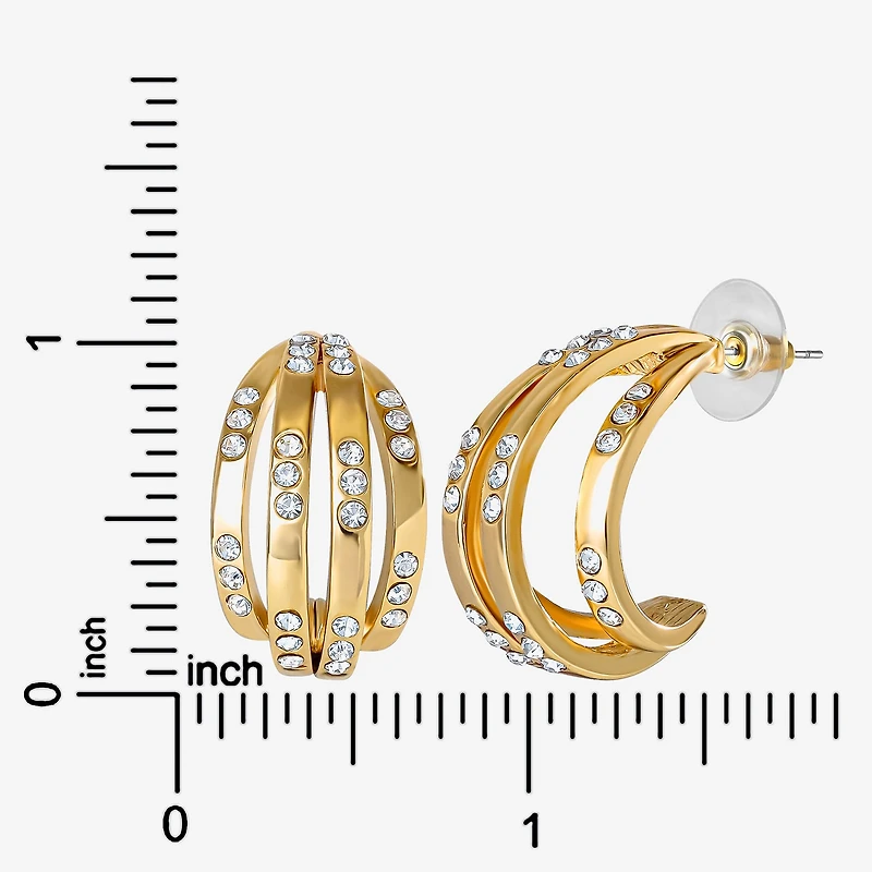 JS Jessica Simpson Gold Tone Caged Womens Glass 26.9mm Hoop Earrings