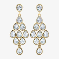 JS Jessica Simpson Gold Tone Womens Glass Pear Chandelier Earrings