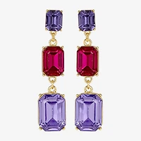 JS Jessica Simpson Gold Tone Linear Womens Multi Color Glass Drop Earrings