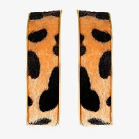 JS Jessica Simpson Gold Tone Leopard Print Womens 50.6mm Hoop Earrings