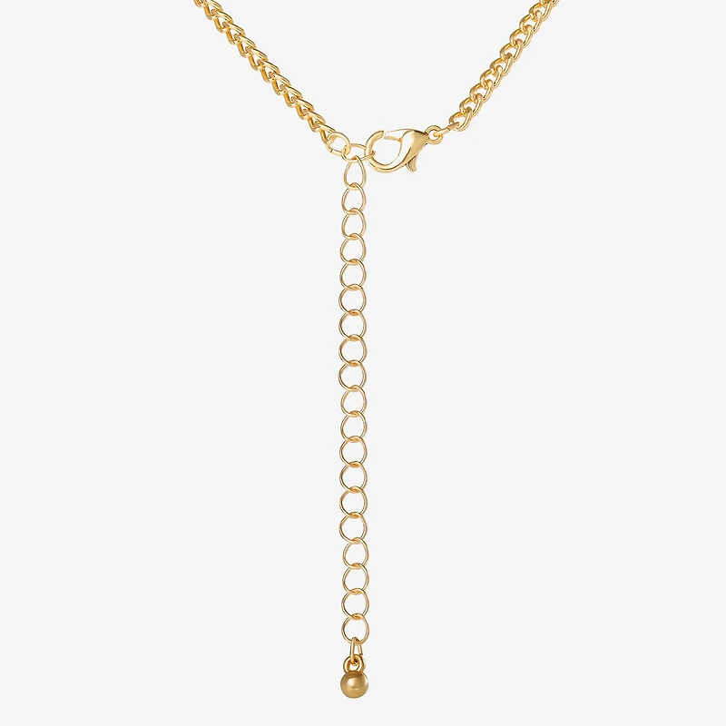 JS Jessica Simpson Gold Tone Womens Multi Color Glass Alloy Cross 23 Inch Pendant Necklace