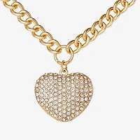 JS Jessica Simpson Gold Tone Pave Womens Glass Alloy 18 Inch Pendant Necklace