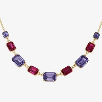 JS Jessica Simpson Gold Tone Frontal Womens Multi Color 16 Inch Statement Necklace