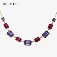 JS Jessica Simpson Gold Tone Frontal Womens Multi Color 16 Inch Statement Necklace