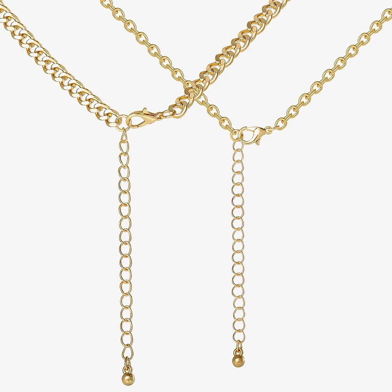 JS Jessica Simpson Gold Tone Charm & Pendant Womens Glass Butterfly Moon Star 2-pc. Necklace Set