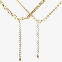JS Jessica Simpson Gold Tone Charm & Pendant Womens Glass Butterfly Moon Star 2-pc. Necklace Set