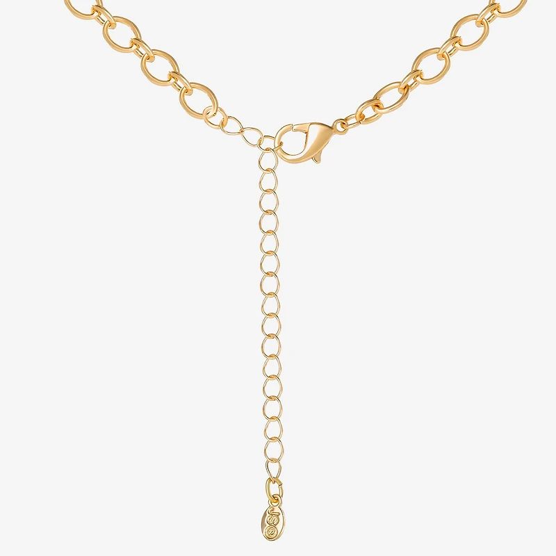 JS Jessica Simpson Gold Tone Charm Womens Glass Alloy 18 Inch Y Necklace