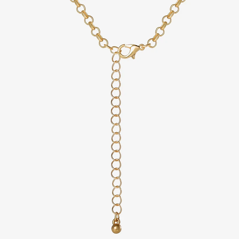 JS Jessica Simpson Gold Tone Charm Womens Multi Color Glass Alloy Heart 16 Inch Pendant Necklace