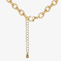 JS Jessica Simpson Gold Tone Leopard Print Womens Glass Alloy Heart 18 Inch Pendant Necklace