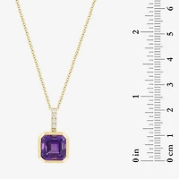 Effy Final Call Limited Quantities! Genuine Purple Cushion Amethyst and Diamond Accent 18 Inch Pendant Necklace in 14K Gold