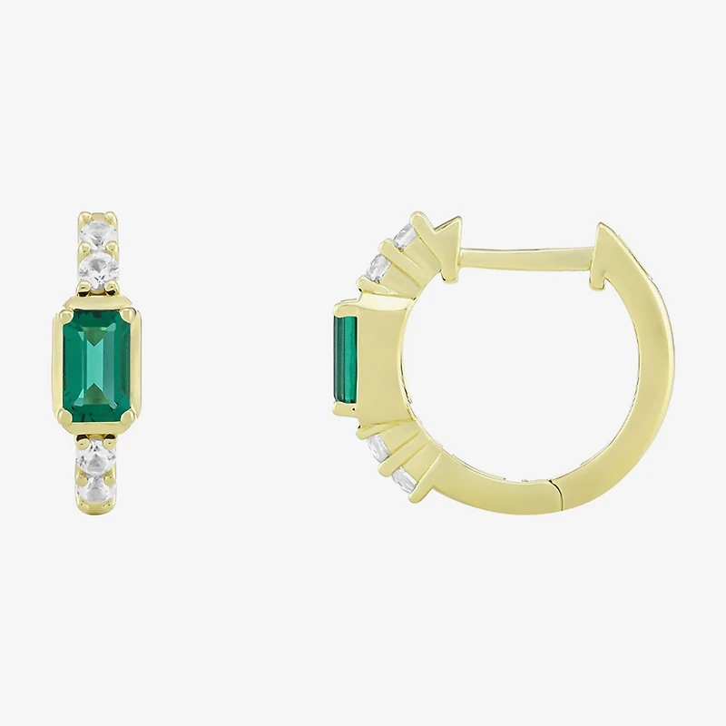 Womens Gemstone 14K Vermeil 14mm Hoop Earrings
