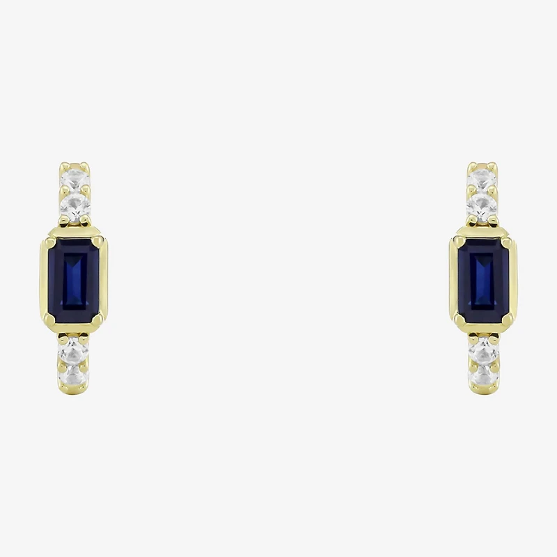 Womens Gemstone 14K Vermeil 14mm Hoop Earrings