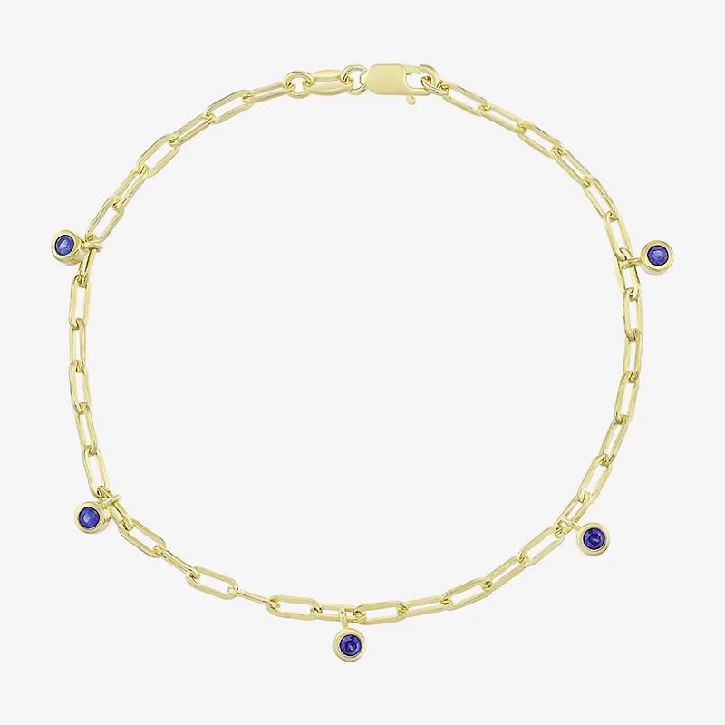 Womens 14K Gold Over Silver 7.25 Inch Solid Chain Bracelet