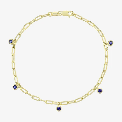 Womens 14K Gold Over Silver 7.25 Inch Solid Chain Bracelet