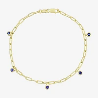 Womens 14K Gold Over Silver 7.25 Inch Solid Chain Bracelet