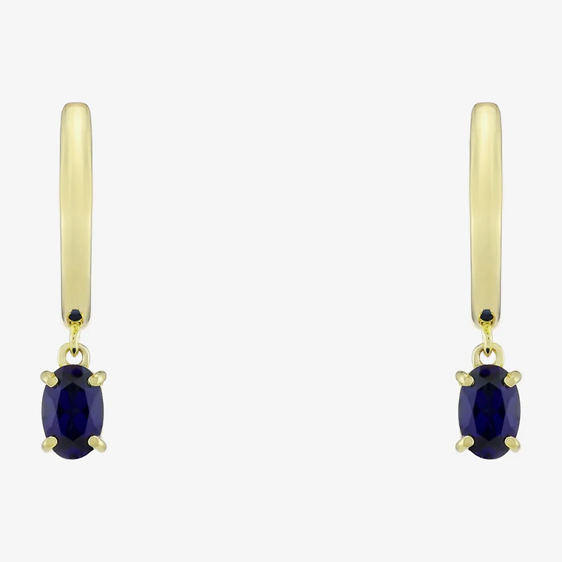 Womens Gemstone 14K Vermeil 22.5mm Oval Hoop Earrings
