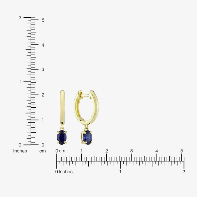 Womens Gemstone 14K Vermeil 22.5mm Oval Hoop Earrings