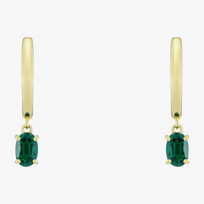 Womens Gemstone 14K Vermeil 22.5mm Oval Hoop Earrings