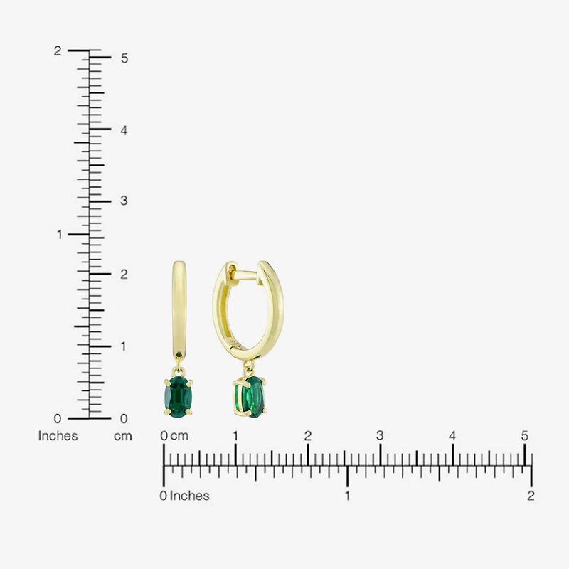 Womens Gemstone 14K Vermeil 22.5mm Oval Hoop Earrings