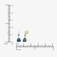 Womens Genuine Blue Topaz 14K Gold Over Silver Triangle Drop Earrings