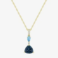 Womens Genuine Blue Topaz 14K Gold Over Silver Triangle 18 Inch Pendant Necklace