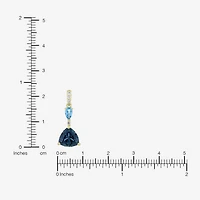 Womens Genuine Blue Topaz 14K Gold Over Silver Triangle 18 Inch Pendant Necklace