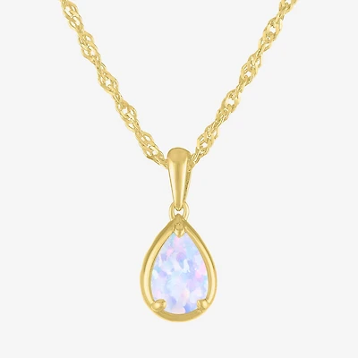 Womens Lab Created Gemstone 14K Gold Over Silver Pear 18 Inch Pendant Necklace