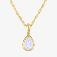 Womens Lab Created Gemstone 14K Gold Over Silver Pear 18 Inch Pendant Necklace